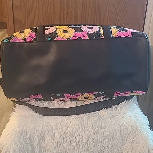 Betsey Johnson Weekender Bag: Donut+ Cat Design with Black Background. - Picture 10 of 12